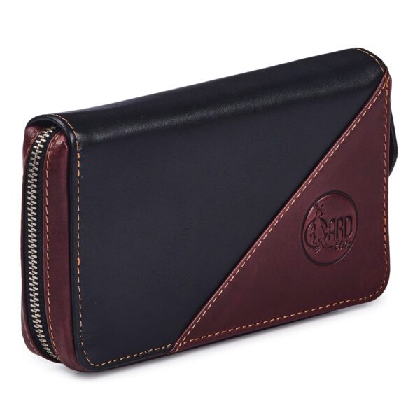 Gard Elite Quad Trumpet Mouthpiece Pouch - black leather with cherry leather trim