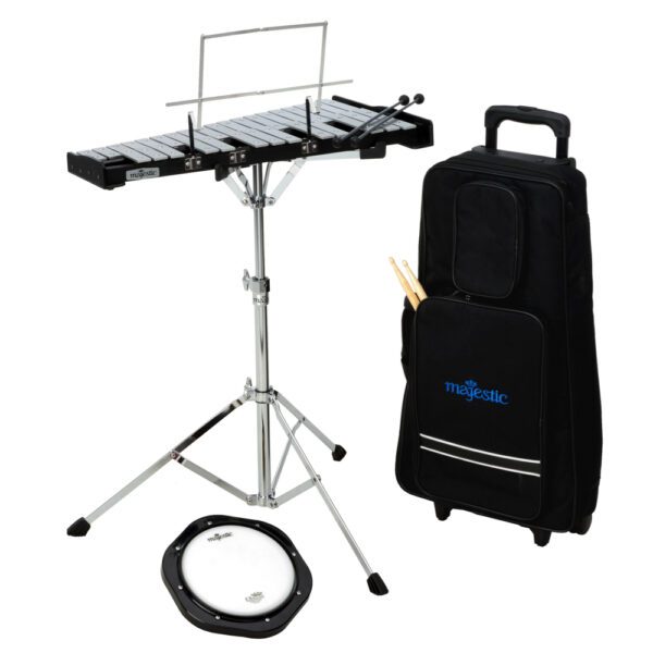 Majestic MAK32PC Glockenspiel and Practice Pad Kit with roll cart